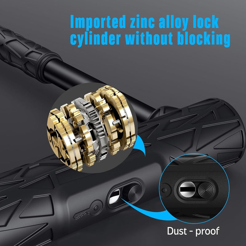 Alshaay Heavy Duty Bike U Lock - Super Strong 12 Ton Shear, 20mm U Shape Lock Anti-Theft Silicone Covered Electric Scooter Lock Keyhole with Sliding Cover 4ft Steel Cable with Mounting Bracket and 3 Keys(L) - Image 3